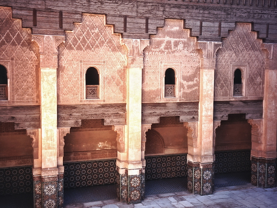 Marrakech - Medersa Marrakech is the 4th emperor city and the 'pearl of the south'. The Jemlaa-el-Fna square is a particularly interesting place with stallholders, story tellers, snake charmers, ... The medersa (Koran school) Ben Youssef used to house almost 900 pupils. Stefan Cruysberghs